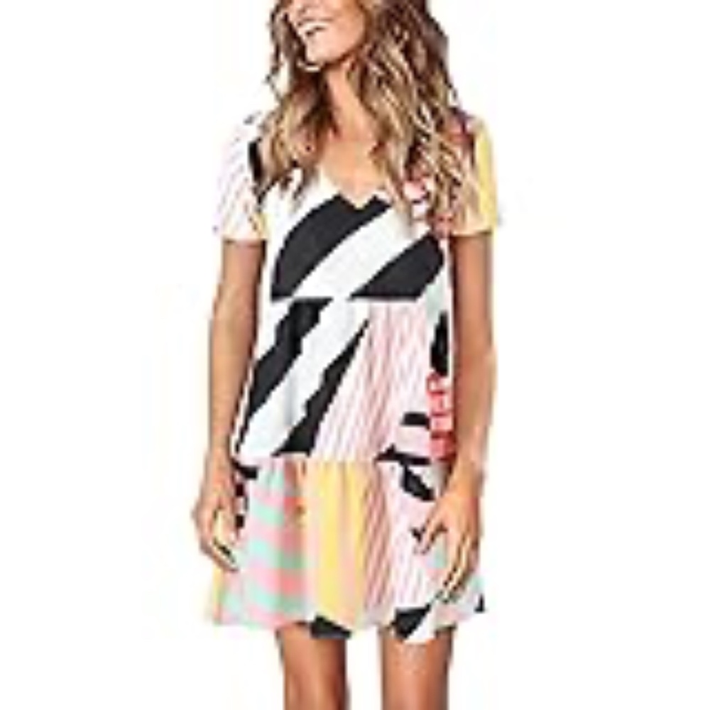 3Amoretu Women's Floral Trendy Plus Size Colorful Geometric Pattern Dresses 2XL - Picture 6 of 16